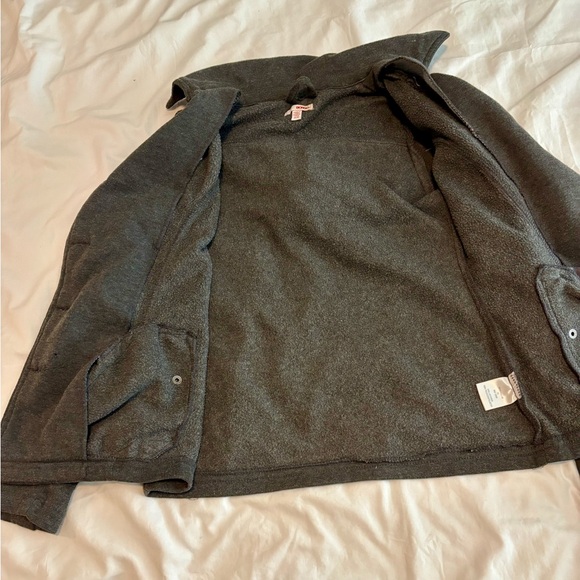 BONGO Charcoal Grey Peacoat with Wide Collar, Hood, and Textured Fabric - Picture 4 of 8